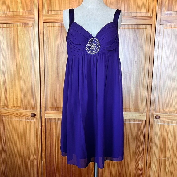 NWT London Times 16 Purple Sleeveless Formal Dress Wedding Cocktail Prom Party - Picture 3 of 10